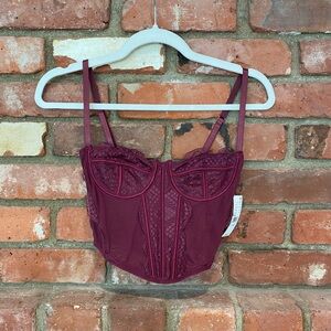 PacSun Lace Bustier Bra - Deep Burgundy